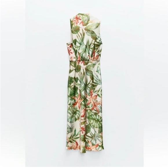 ZARA TROPICAL PRINT MIDI DRESS SIZE S - Picture 10 of 13